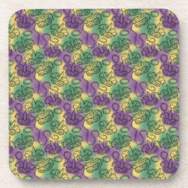 Mardi Gras Masks and Beads Doodle Art Style コースター