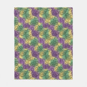 Mardi Gras Masks and Beads Doodle Art Style フリースブランケット (正面)