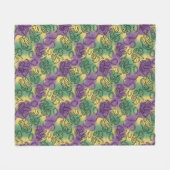 Mardi Gras Masks and Beads Doodle Art Style フリースブランケット (正面(横))