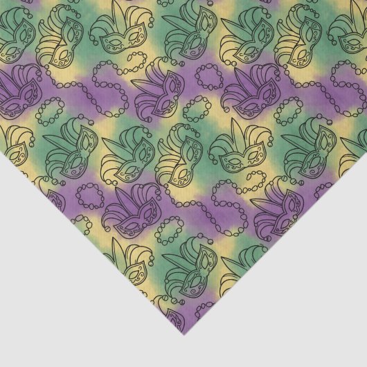 Mardi Gras Masks and Beads Doodle Art Style 薄葉紙 (詳細)