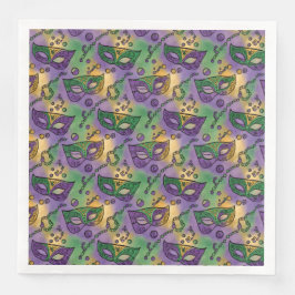 Mardi Gras Masks and Beads Purple Green Yellow