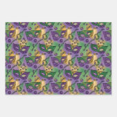 Mardi Gras Masks and Beads Purple Green Yellow ラッピングペーパーシート (正面3)