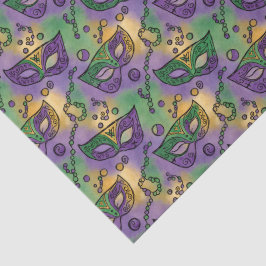 Mardi Gras Masks and Beads Purple Green Yellow 薄葉紙