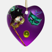 MARDI GRAS MASQUERADEパーティー、ジェムストーンズ セラミックオーナメント (右)