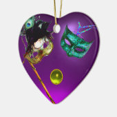 MARDI GRAS MASQUERADEパーティー、ジェムストーンズ セラミックオーナメント (左)