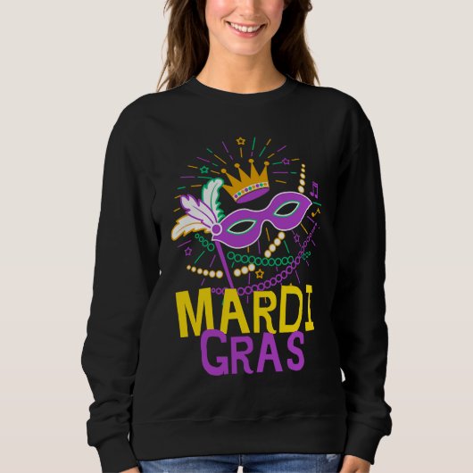 Mardi Gras Masquerade Mardi Parade Costume Mens &  スウェットシャツ (正面)