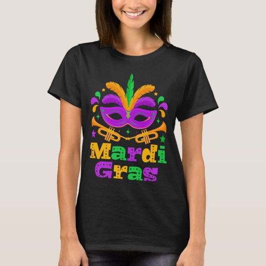 Mardi Gras Masquerade Mask Carnival Celebration Tシャツ (正面)
