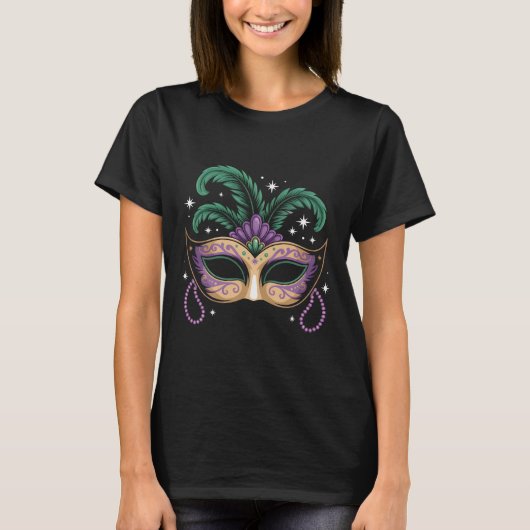 Mardi Gras Masquerade Mask Design for Fat Tuesday  Tシャツ (正面)