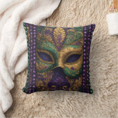 Mardi gras Masquerade Mask Gold Bead Fleur-de-Lis クッション (ブランケット)
