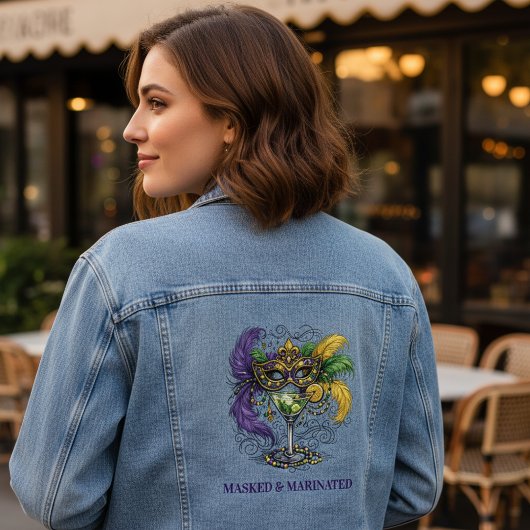Mardi Gras Masquerade Mask & Martini Party デニムジャケット