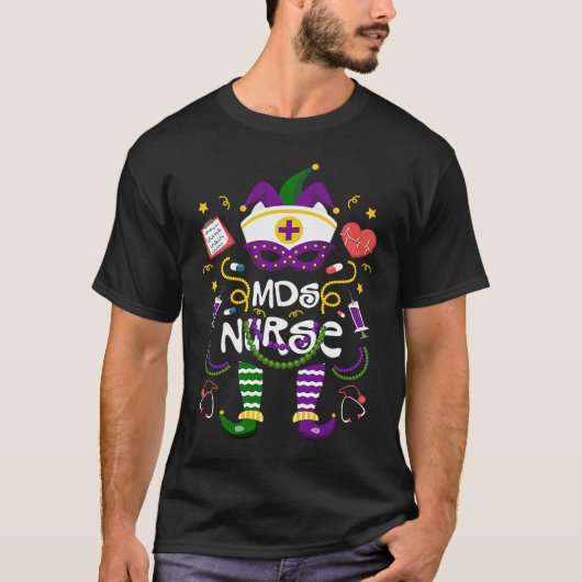 Mardi Gras MDS Nurse Women Costume Mardi Gras Nurs Tシャツ (正面)