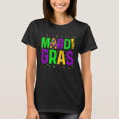 Mardi Gras Men Womens Cute Mask Mardi Gras Beads Tシャツ (正面)
