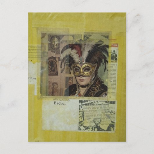 Mardi Gras Mixed Media Collage ポストカード (正面)