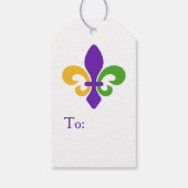 Mardi Gras NAME Green Gold Purple Fleur de Lis ギフトタグ (裏面)