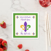 Mardi Gras NAME Green Gold Purple Fleur de Lis スタンダードカクテルナプキン (インサイチュ)