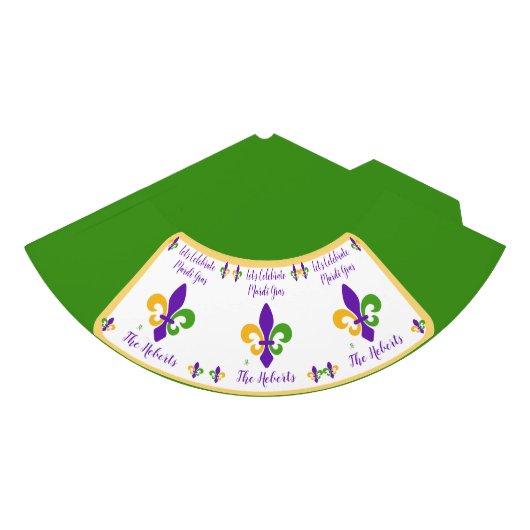 Mardi Gras NAME Green Gold Purple Fleur de Lis パーティーハット (正面)
