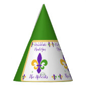 Mardi Gras NAME Green Gold Purple Fleur de Lis パーティーハット (左)
