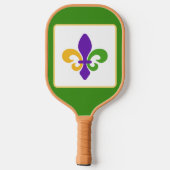 Mardi Gras NAME Green Gold Purple Fleur de Lis ピックルボールラケット (裏面)