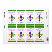Mardi Gras NAME Green Gold Purple Fleur de Lis ラベル (フルシート)