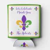 Mardi Gras NAME Green Gold Purple Fleur de Lis 缶クーラー (裏面)