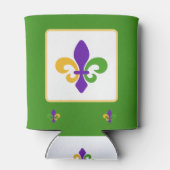 Mardi Gras NAME Green Gold Purple Fleur de Lis 缶クーラー (裏面)