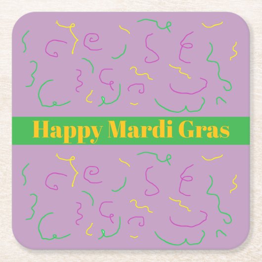 Mardi Gras Napkins スクエアペーパーコースター (正面)