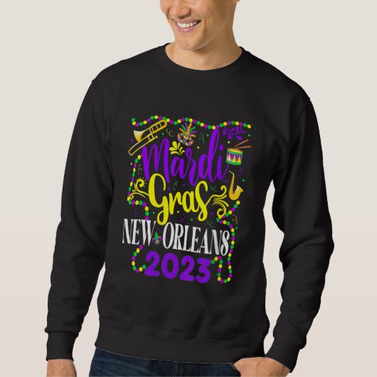 Mardi Gras New Orleans 2023 Funny Friends and Fami スウェットシャツ (正面)