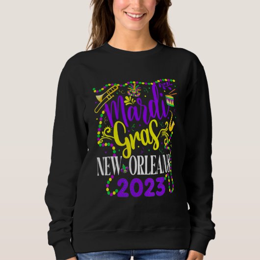 Mardi Gras New Orleans 2023 Funny Friends and Fami スウェットシャツ (正面)