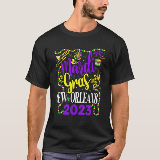Mardi Gras New Orleans 2023 Funny Friends and Fami Tシャツ (正面)