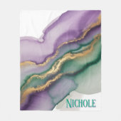 Mardi Gras New Orleans Alcohol Ink フリースブランケット (正面)