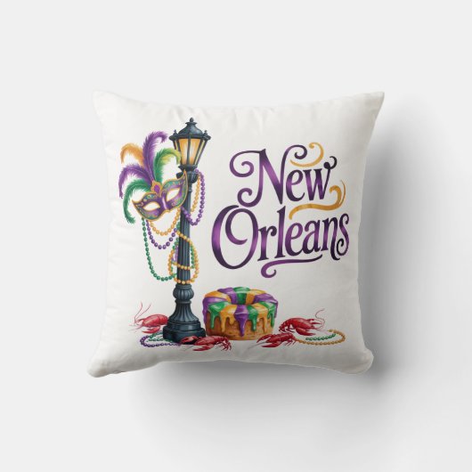 Mardi Gras New Orleans illustration クッション (裏面)