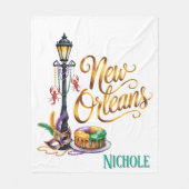 Mardi Gras New Orleans illustration フリースブランケット (正面)