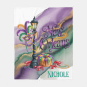 Mardi Gras New Orleans illustration フリースブランケット (正面)