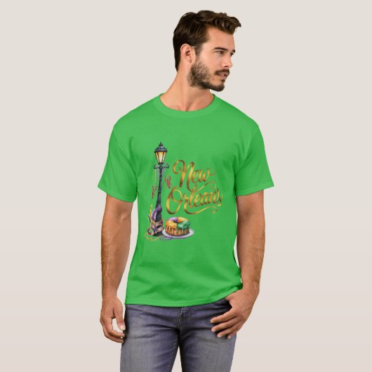 Mardi Gras New Orleans illustration Tシャツ (正面フル)