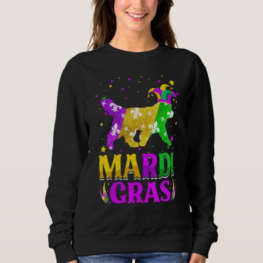 Mardi Gras Newfoundland Dog Lover Carnival Jester_ スウェットシャツ (正面)