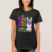 Mardi Gras No Prob Llama Alpaca Funny Carnival Par Tシャツ (正面)