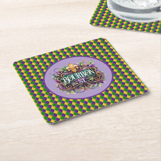 Mardi Gras Paper Coaster スクエアペーパーコースター (アングル)