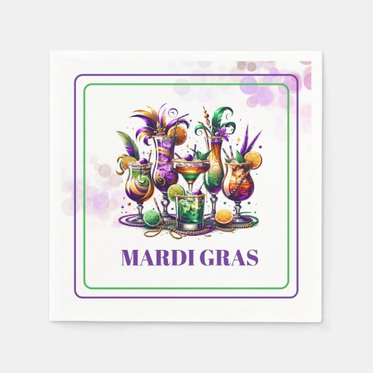 Mardi Gras Paper Napkins スタンダードカクテルナプキン (正面)