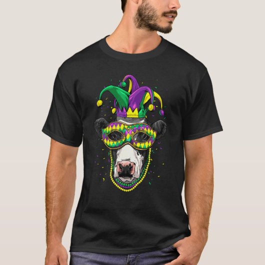 Mardi Gras Party Carnival Jester Cow Farmer Animal Tシャツ (正面)