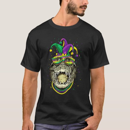 Mardi Gras Party Carnival Jester Crocodile Alligat Tシャツ (正面)