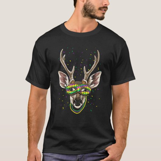 Mardi Gras Party Carnival Jester Deer Hunter Hunt Tシャツ (正面)