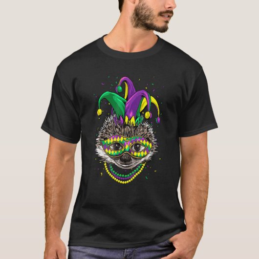 Mardi Gras Party Carnival Jester Hedgehog Animal Tシャツ (正面)