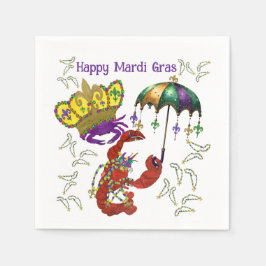 Mardi Gras party crawfish and crab fetstiv napkins スタンダードカクテルナプキン
