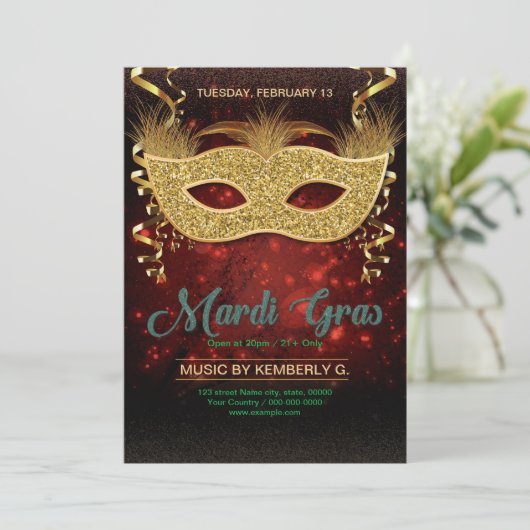 Mardi Gras Party Flyer Template  招待状 (スタンド正面)
