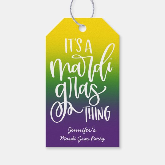 Mardi Gras Party Text Design Ombre ギフトタグ (正面)