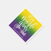 Mardi Gras Party Text Design Ombre スタンダードカクテルナプキン (角)