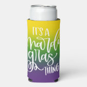 Mardi Gras Party Text Design Ombre Background スリム缶クーラー (Seltzer正面)