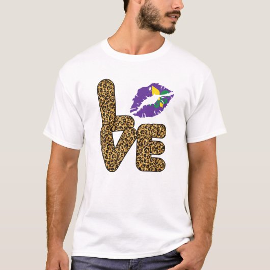 Mardi Gras Peace Love Funny Mardi Gras Carnival De Tシャツ (正面)