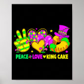 Mardi Gras Peace Love King Cake Funny Party Carniv ポスター (正面)