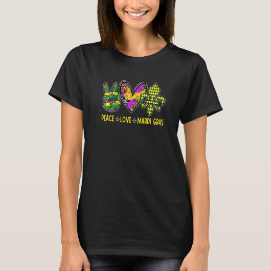 Mardi Gras Peace Love Mardi Gras Funny Mardi Gras  Tシャツ (正面)